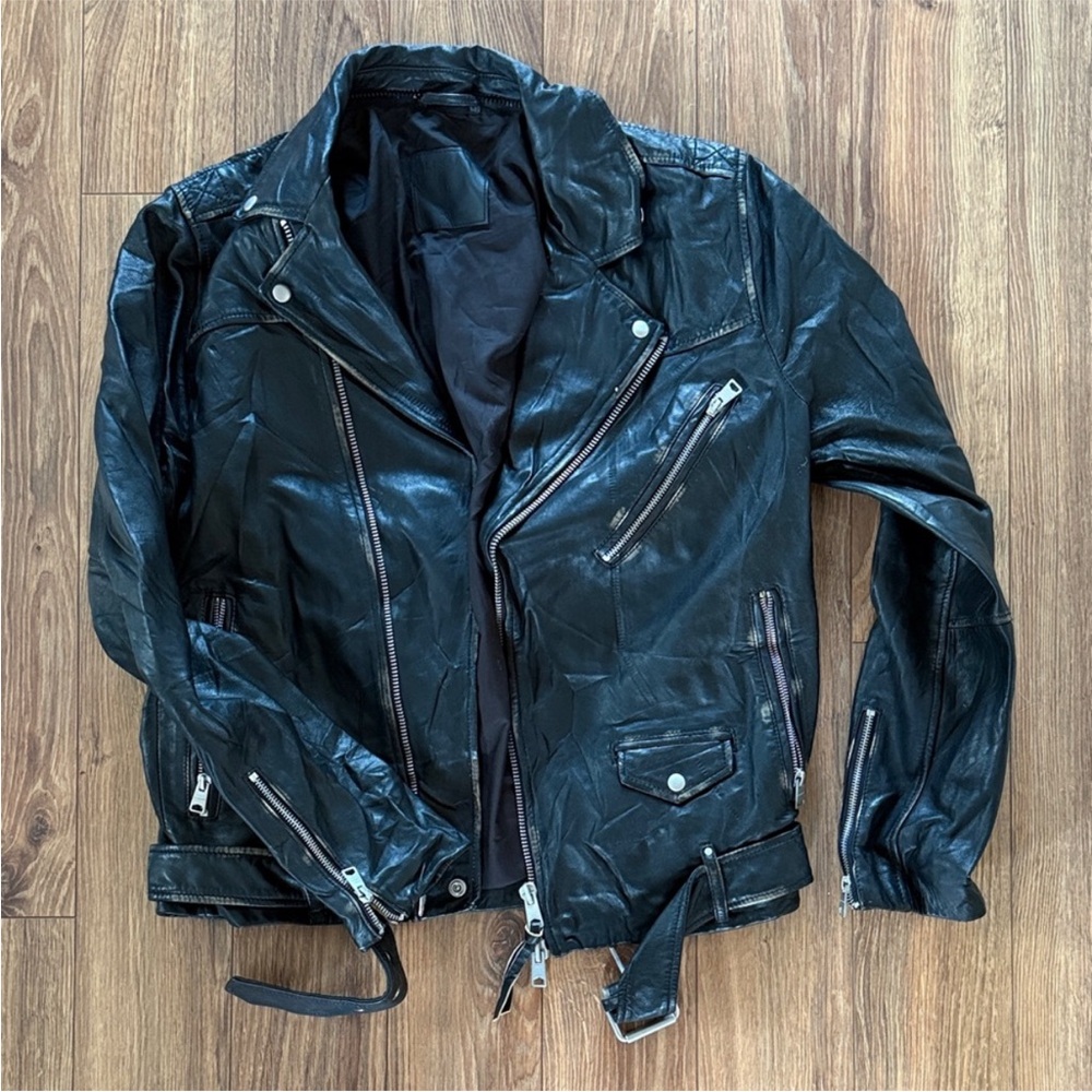 All Saints Black Leather Biker Jacket NWT